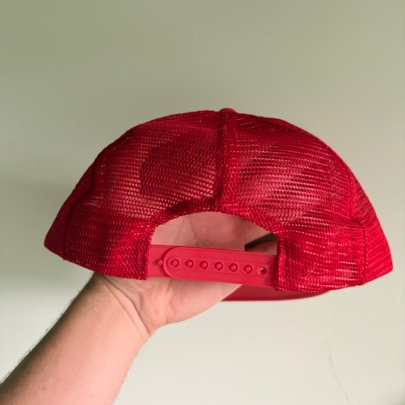 Vintage AMOS TOYOTA CAR DEALERSHIP trucker hat red mesh snapback - Picture 6 of 8
